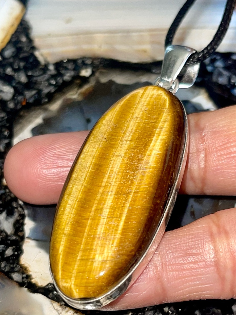 Golden Tiger Eye Crystal Pendant 2 1/2”